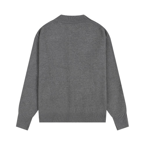 AMI Big Logo V-neck Button Sweater Grey
