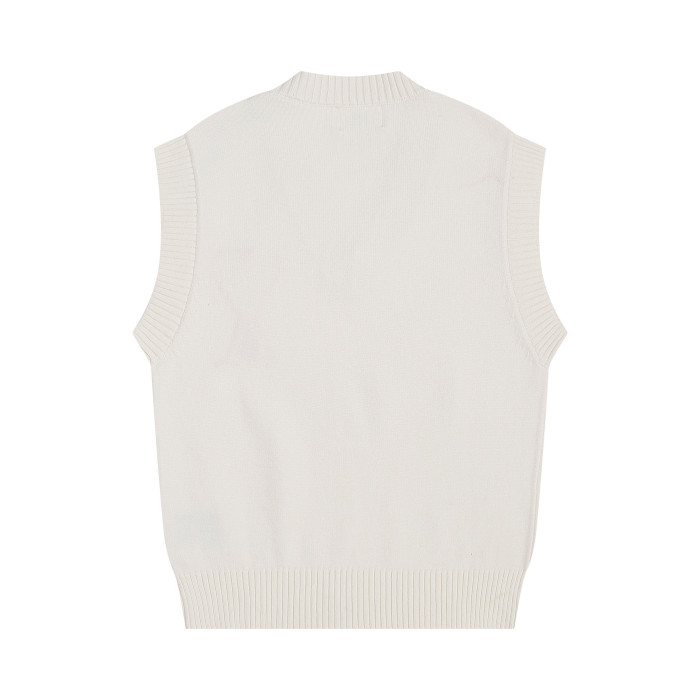 AMI Big Logo Sleeveless Sweater Beige