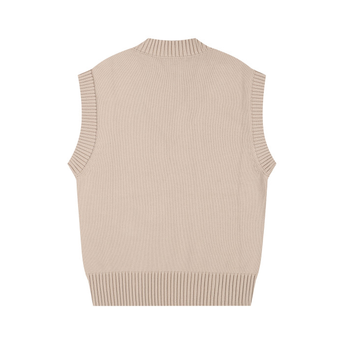 AMI Logo Sleeveless Sweater Brown