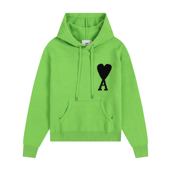 AMI Big Logo Hooded Sweater Green
