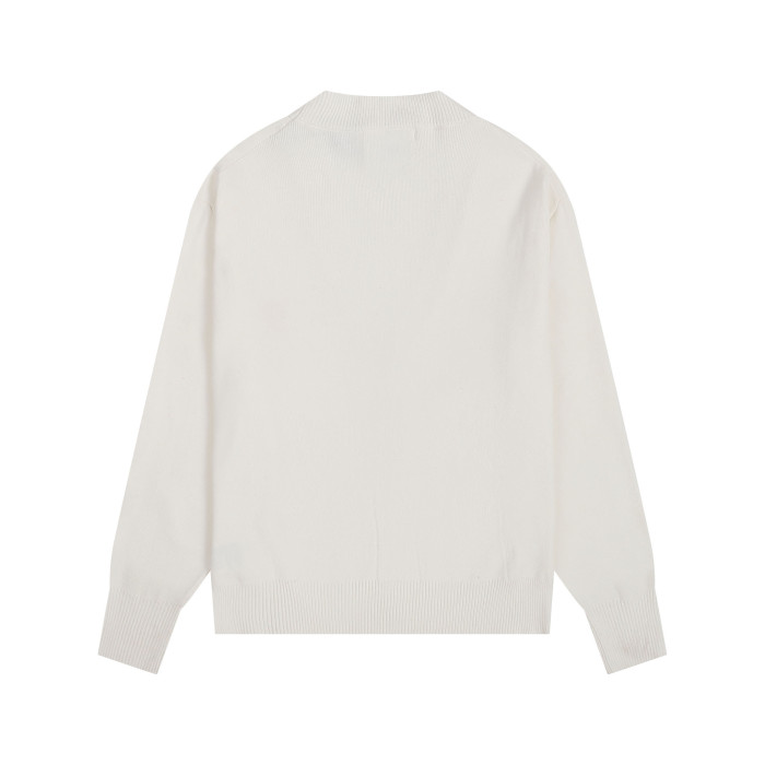 AMI Small Logo V-neck Button Sweater Beige