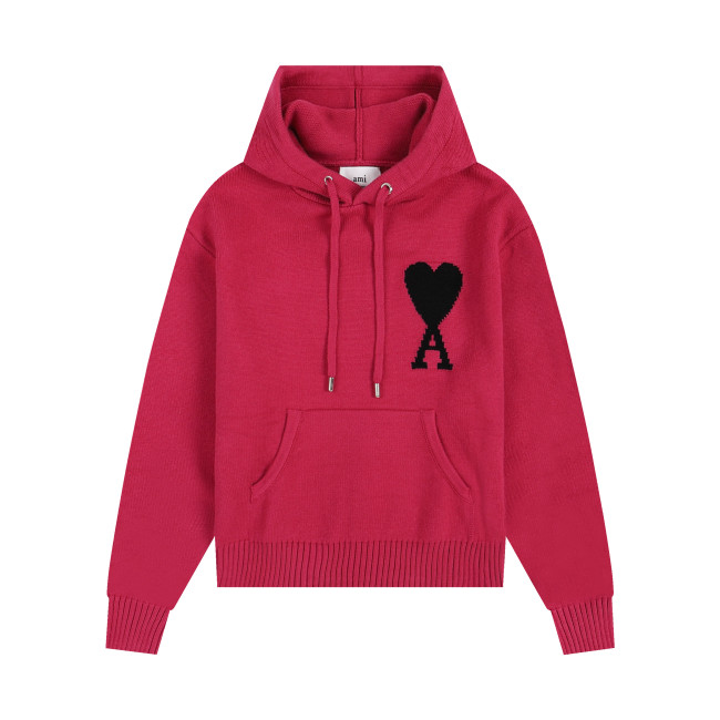 AMI Big Logo Hooded Sweater Red