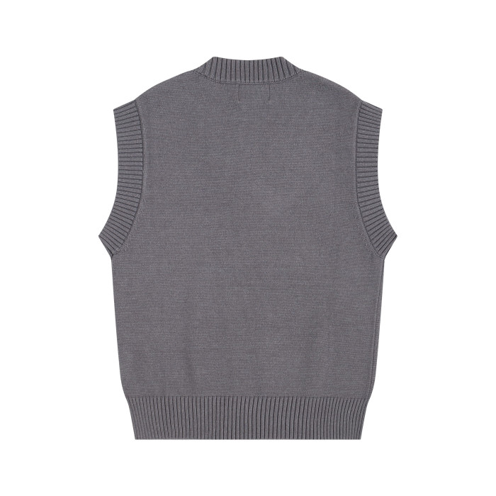 AMI Big Logo Sleeveless Sweater Grey