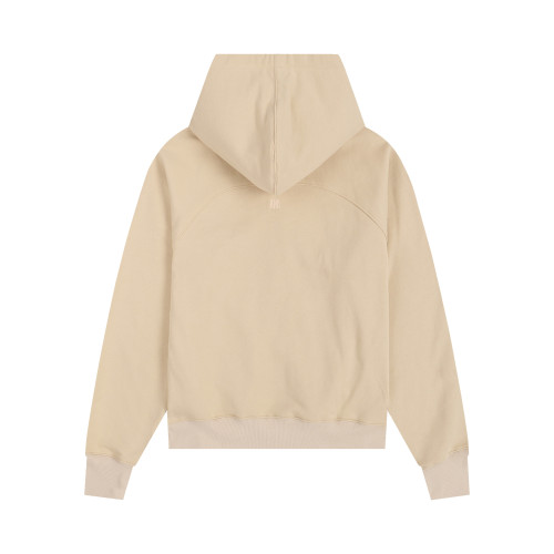 AMI Classic Zipper Logo Hooded Sweater Cream