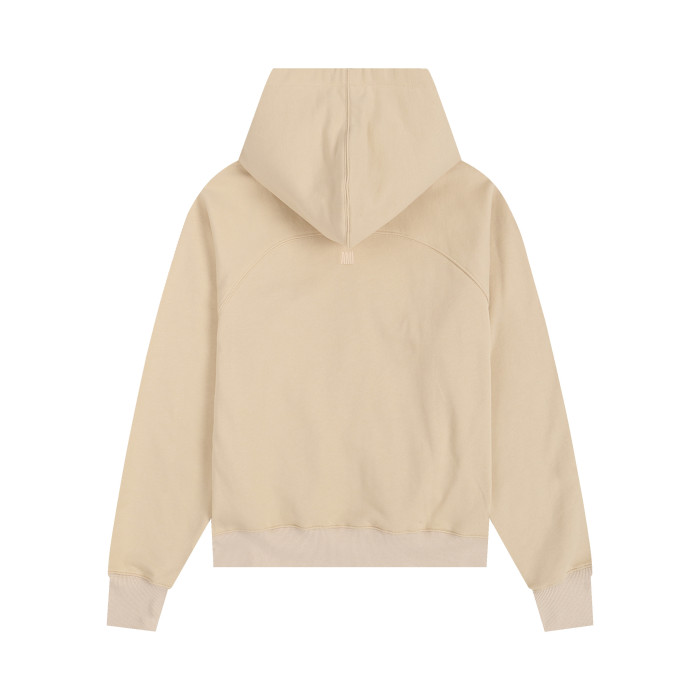 AMI Classic Zipper Logo Hooded Sweater Cream
