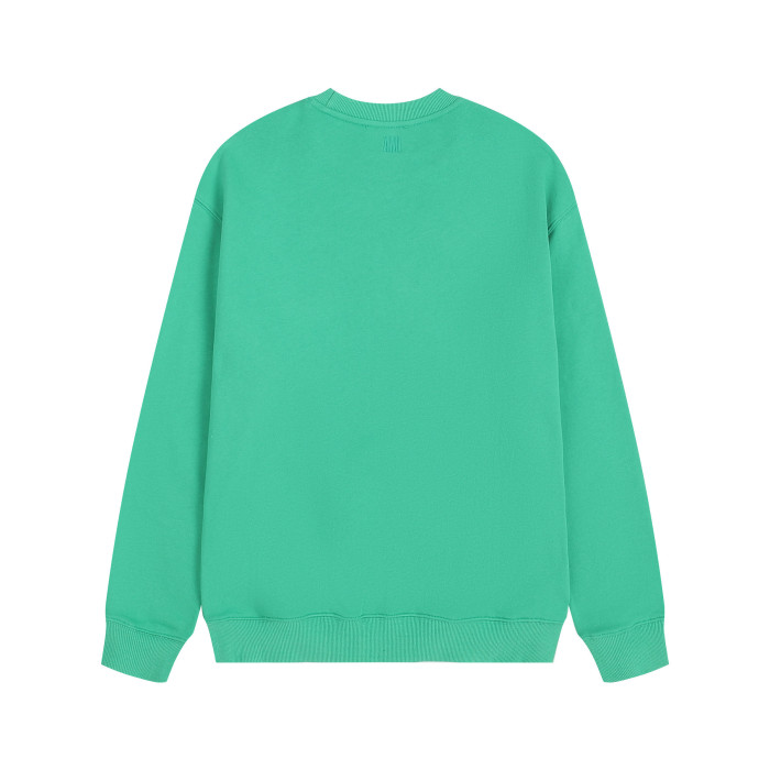 AMI Solid Color Crew Neck Hoodie Green