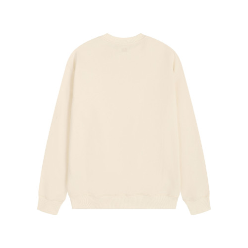 AMI Solid Color Crew Neck Hoodie Cream