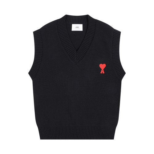 AMI Logo Sleeveless Sweater Black