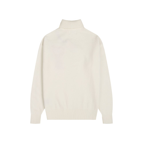 AMI Big Logo Turtleneck Sweater Cream