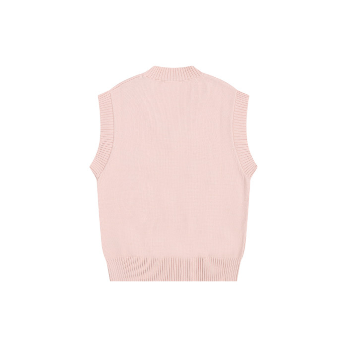 AMI Big Logo Sleeveless Sweater Pink
