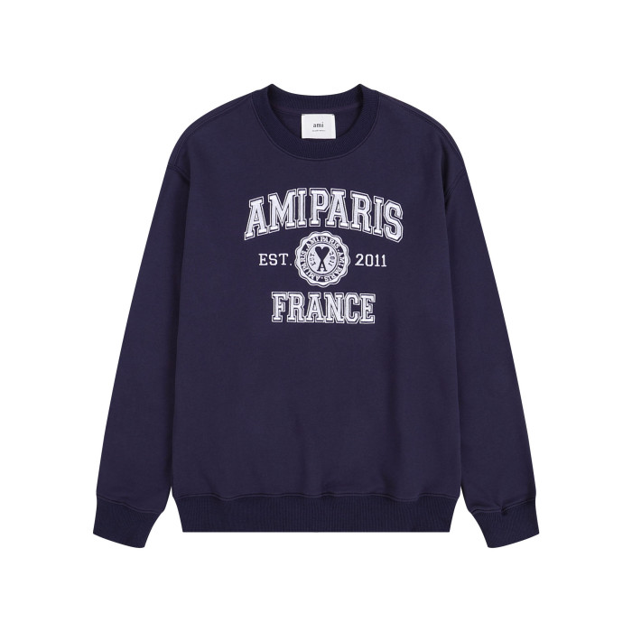 AMI Paris Retro Hoodie Navy