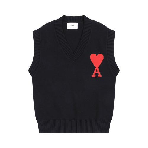 AMI Big Logo Sleeveless Sweater Black