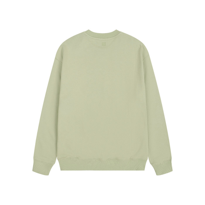 AMI White Heart Logo Hoodie Light Green