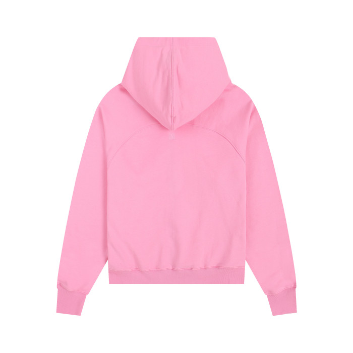 AMI Classic Zipper Logo Hooded Sweater Pink