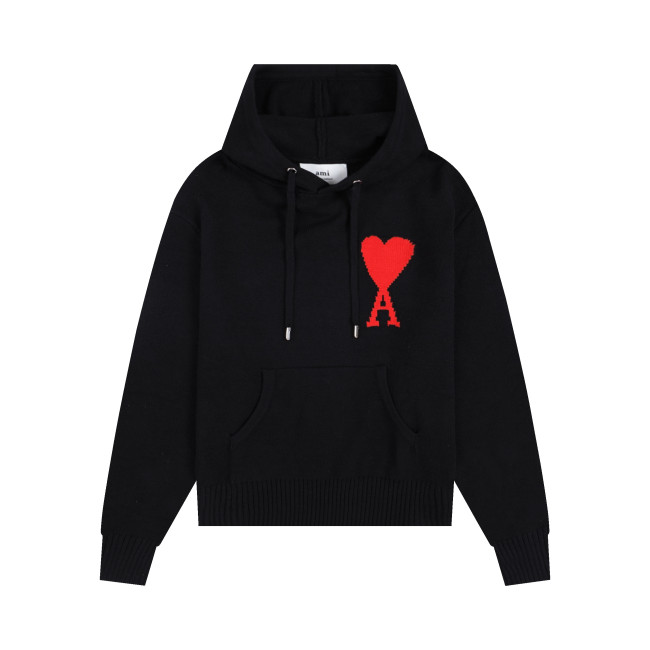 AMI Big Logo Hooded Sweater Black