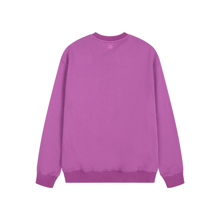 AMI Solid Color Crew Neck Hoodie Purple