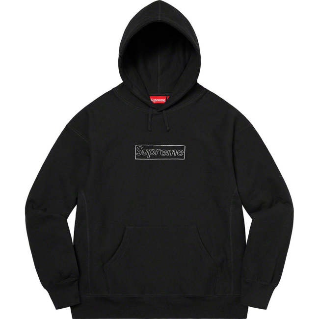 Supreme x KAWS Chalk Logo Hooded Sweatshirt Black