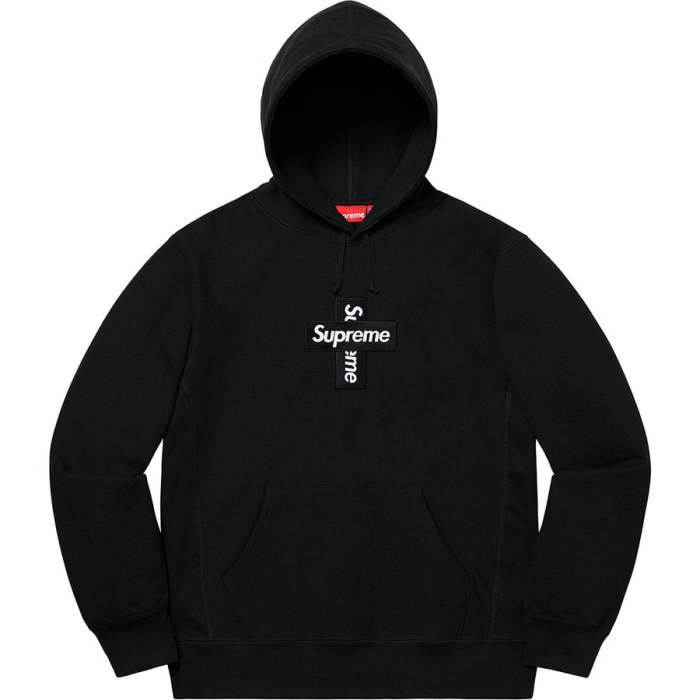Supreme Cross Box Logo Hooded Sweatshirt Black