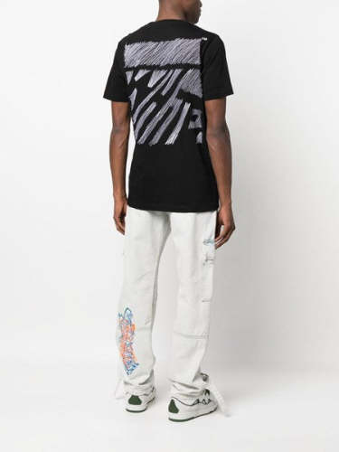 Off-white T-shirt with sketch style logo on the back
