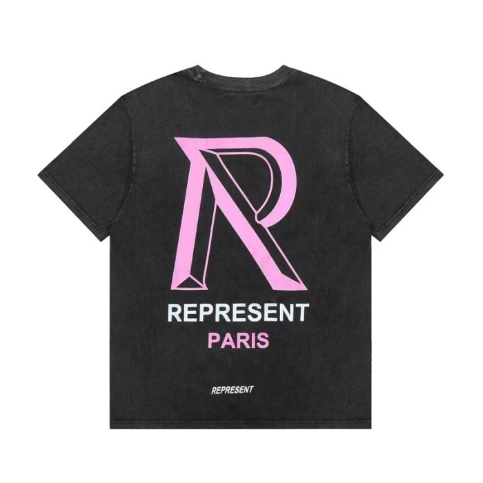 REPRESENT R LOGO TEE BLACK/PINK