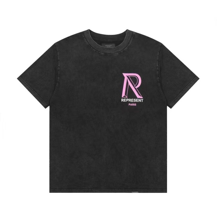 REPRESENT R LOGO TEE BLACK/PINK
