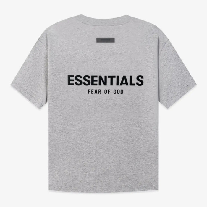 FOG FEAR OF GOD 22 multi-stitched back double row flocking ESSENTIALS letter T-shirt Dark heather gray