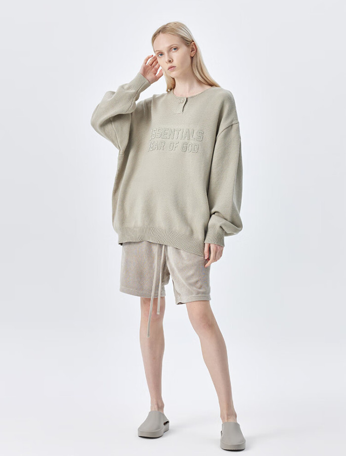 FOG FEAR OF GOD ESSENTIALS 23 Multi-stitch henley neck sweater