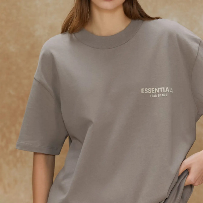 FOG FEAR OF GOD 22 ESSENTIALS double line single row flocking loose T-shirt Desert gray