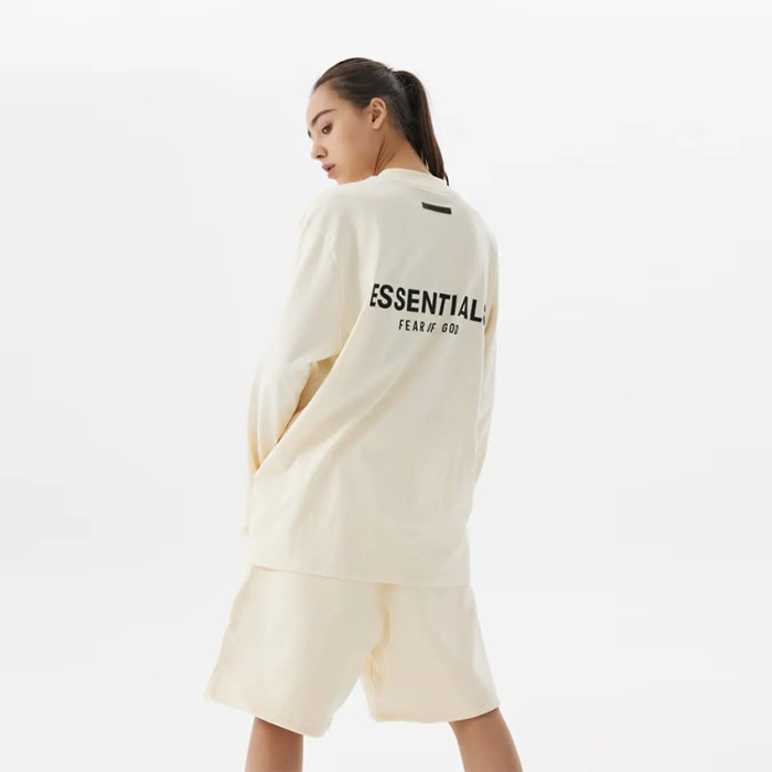 FOG FEAR OF GOD 21 ESSENTIALS Casual Retro Bottoming Shirt Multi-line Long Sleeve beige