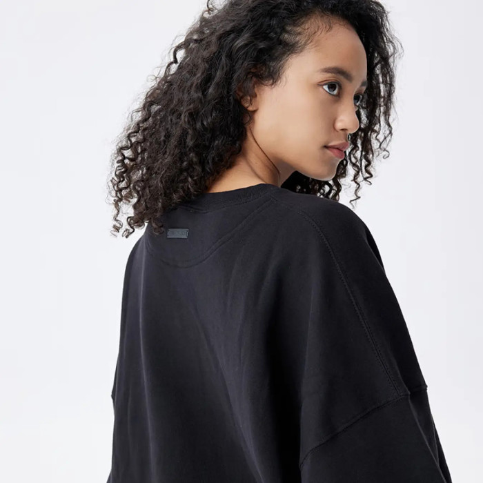 FOG FEAR OF GOD main line letter G flocked round neck sweatshirt casual loose black