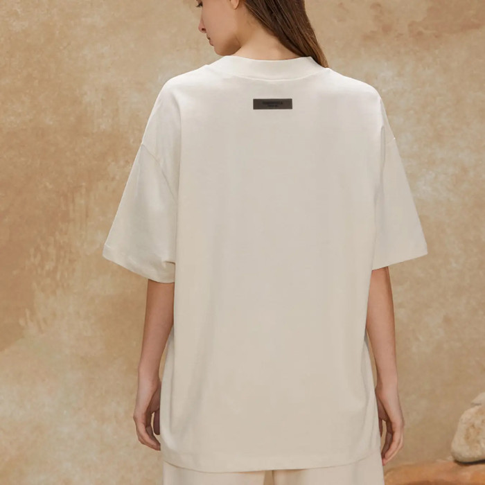 FOG FEAR OF GOD 22 ESSENTIALS double line single row flocking loose T-shirt white