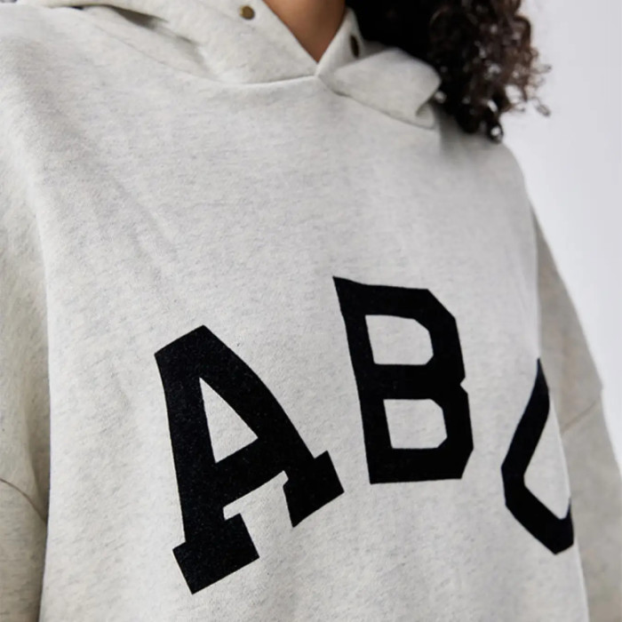 FOG FEAR OF GOD Season 7 main line flocked ABC letter hoodie casual loose sweatshirt gray
