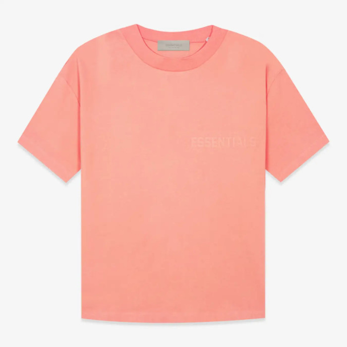 FOG FEAR OF GOD 22 ESSENTIALS double line single row flocking loose T-shirt coral red
