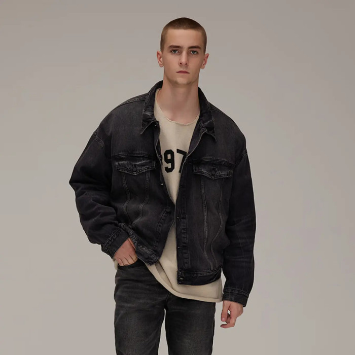 FOG FEAR OF GOD 22 multi-line denim jacket ESSENTIALS retro washed distressed jacket
