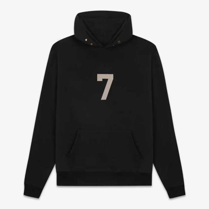 FOG FEAR OF GOD Season 7 main line 7-character flocking hoodie casual loose sweatshirt Black