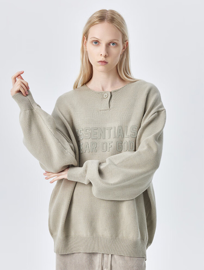 FOG FEAR OF GOD ESSENTIALS 23 Multi-stitch henley neck sweater