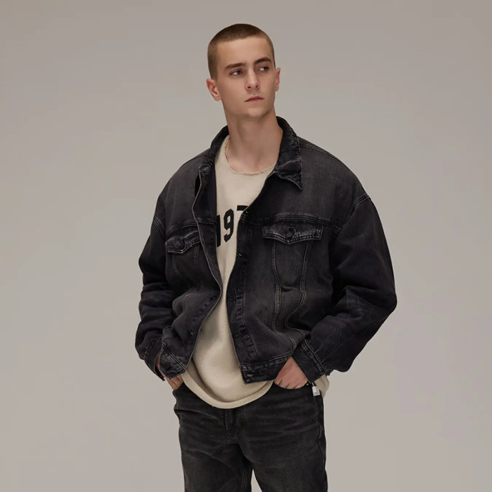 FOG FEAR OF GOD 22 multi-line denim jacket ESSENTIALS retro washed distressed jacket