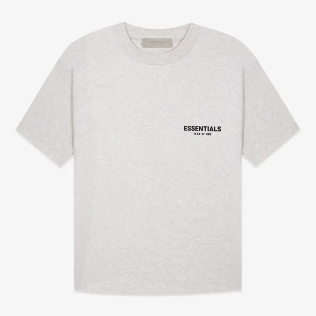 FOG FEAR OF GOD 22 multi-stitched back double row flocking ESSENTIALS letter T-shirt light oatmeal