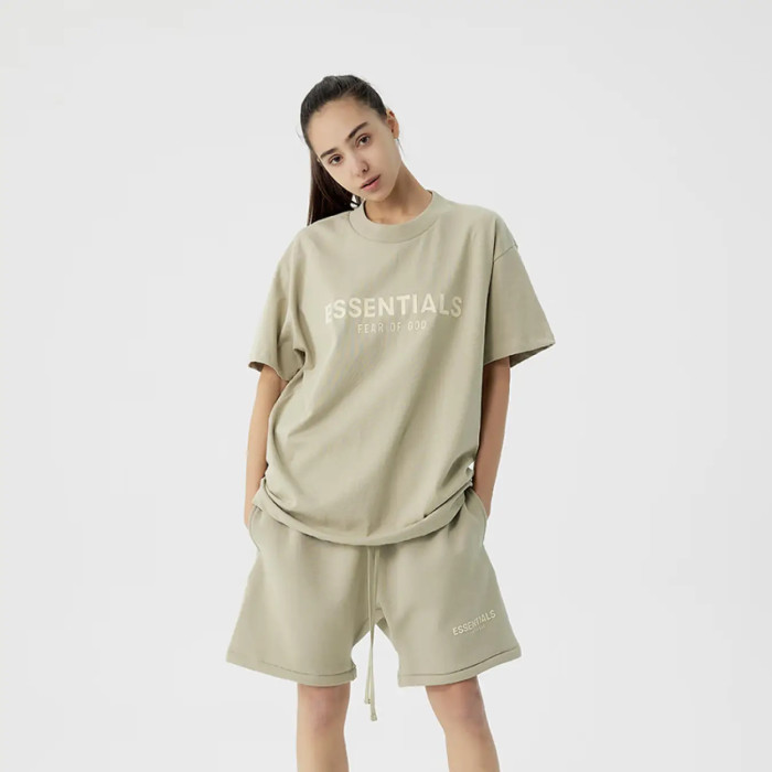 FOG Fear of God 22 replica dual -hushed short -sleeved ESSENTIALS T -shirt avocado