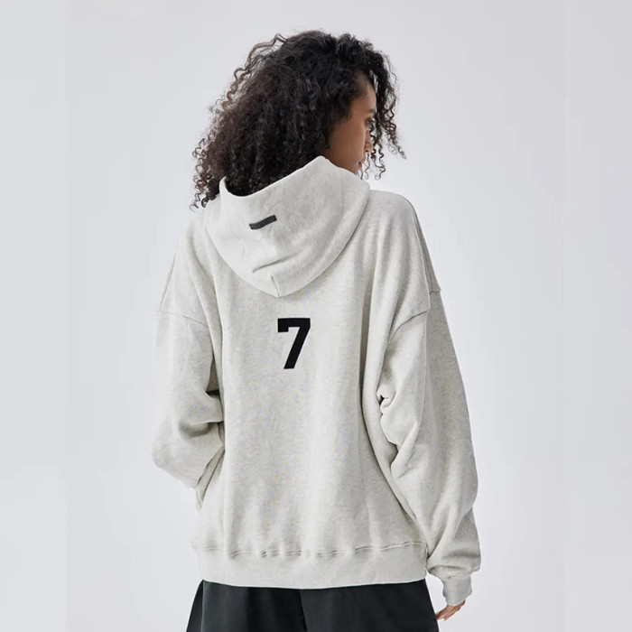 FOG FEAR OF GOD Season 7 main line flocked ABC letter hoodie casual loose sweatshirt gray