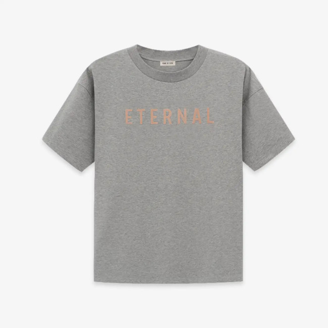 FOG FEAR OF GOD Season 8 main line flocking short-sleeved loose T-shirt Dark heather gray