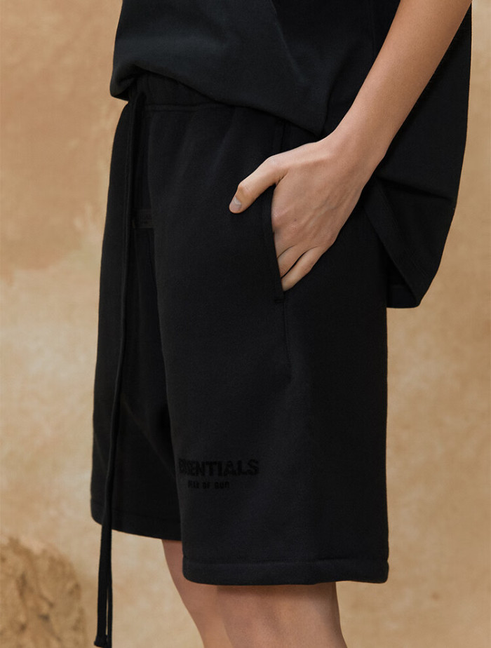 FEAR OF GOD ESSENTIALS Double stitched small label flocking shorts