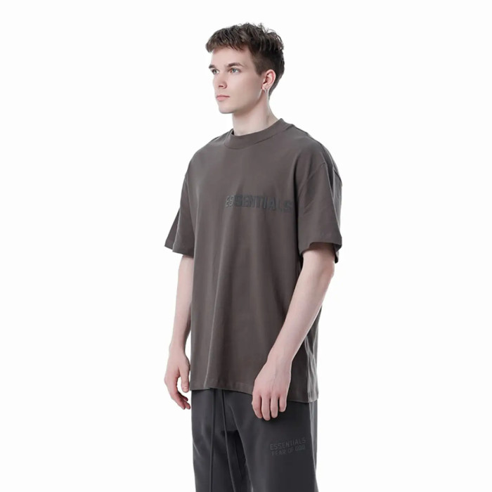 FOG FEAR OF GOD 23 ESSENTIALS double line single row printed T-shirt light black