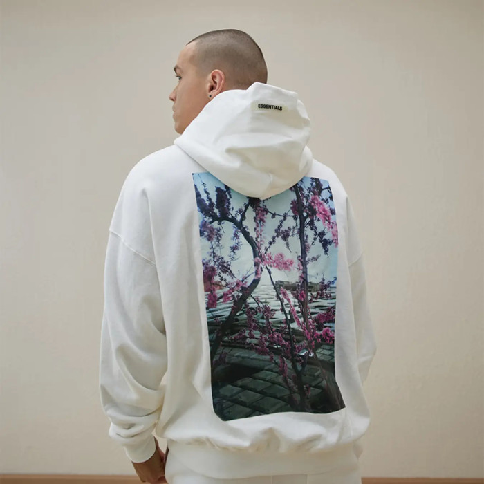 FOG FEAR OF GOD double line floral hoodie ESSENTIALS casual loose retro sweatshirt