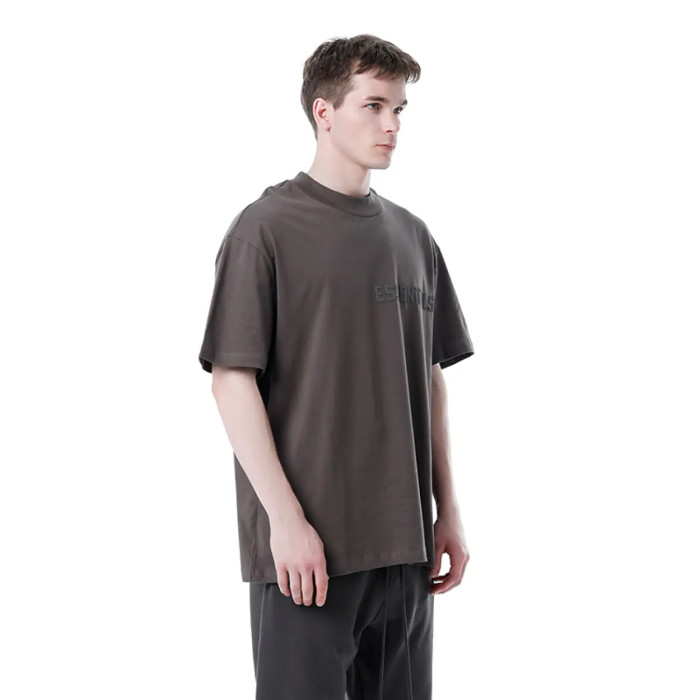 FOG FEAR OF GOD 23 ESSENTIALS double line single row printed T-shirt light black