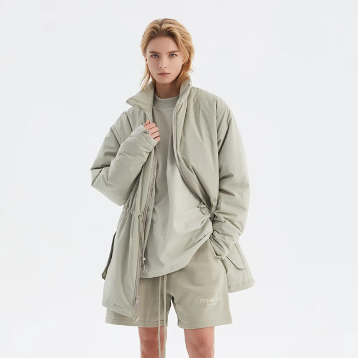 FOG FEAR OF GOD ESSENTIALS casual jacket 22 multi-line mid-length waisted cotton jacket