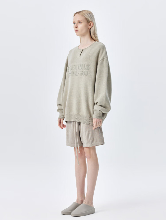 FOG FEAR OF GOD ESSENTIALS 23 Multi-stitch henley neck sweater