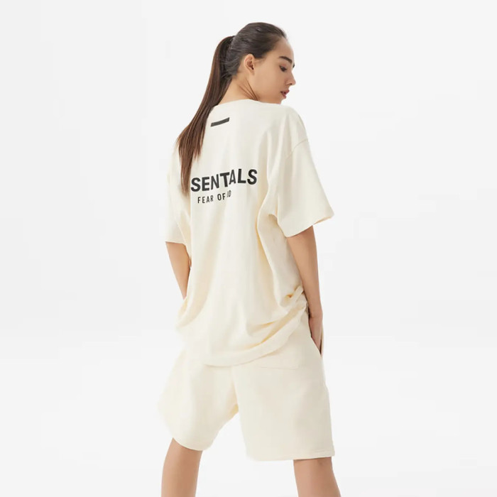 FOG Fear of God 21 Reproduced short -sleeved Essentials Summer casual T -shirt Beige
