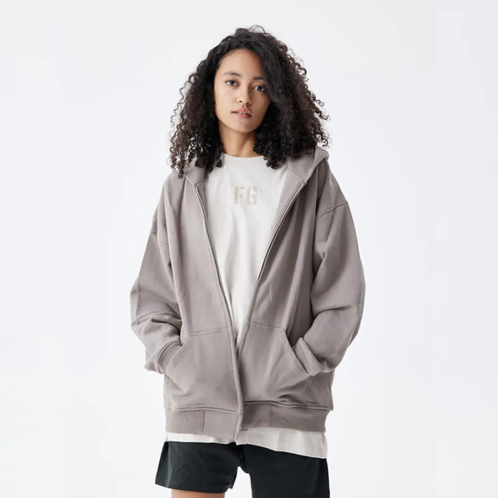 FOG FEAR OF GOD zipper cardigan jacket casual hooded sweatshirt earth gray