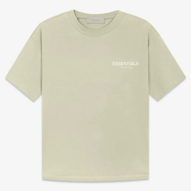 FOG FEAR OF GOD 22 ESSENTIALS double line single row flocking loose T-shirt Avocado